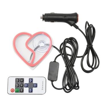 Imagem de XhuangTech Sinais LED para carro, luz ambiente neon, triângulo ou janela traseira, lâmpada de atmosfera interior para decoração de carro (em forma de coração rosa)