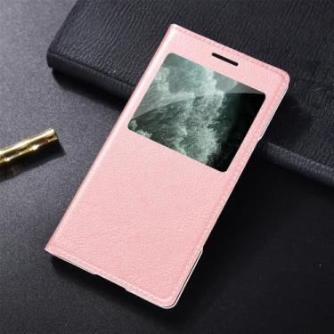Imagem de Capa flip de couro transparente ultrafina com janela para Samsung Galaxy S10 S9 S8 Plus S7 S6 Edge Active S5 S4 S3 S4Mini, ouro rosa, para Samsung S6