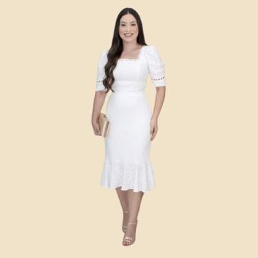 Imagem de Vestido Midi Feminino Justo Slim Sereia Manga Princesa - KOPYTTA, Bran