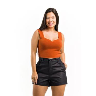 Imagem de Short Jeans Resinado Tipo Couro Feminino com Elastano - Restrito Jeans