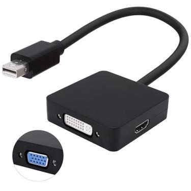 Imagem de YARHONN Mini DP para HDMI VGA DVI Adaptador Thunderbolt Mini DisplayPort para VGA DVI HDMI 3 em 1 Adaptador Conversor Macho para Fêmea Cabo para PC Laptop TV Projetor