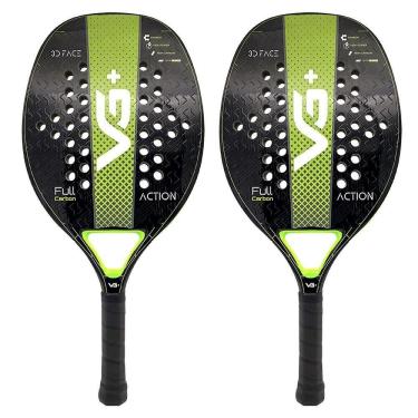 Imagem de Kit Com 2 Raquetes De Beach Tennis Classic Full Carbon Verde Vg Plus