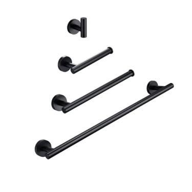 Imagem de Conjunto de acessórios para banheiro em ouro escovado, kit de ferragens, suporte para toalha de mão, suporte para rolo de papel higiênico, gancho para roupão, MB, conjunto de 4 peças