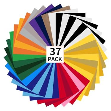 Imagem de guangyintong Pacote De Vinil Transferência Térmica Htv: Com 36 Unidades 30 Cm X 25 Para Passar Em Camisetas, 20 Cores Sortidas, Fosco, Fácil Cortar E Remover.