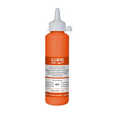 Imagem de Lukas Cryl Liquid Soft Body Tintas acrílicas para pintura - Qualidade Profissional Baixa Viscosidade - Frasco de 250 ml Laranja Permanente