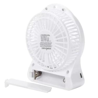Imagem de Ventilador Portátil Mini De Mão Mesa Recarregavel Usb Led com cabo (P-Cor Branca)