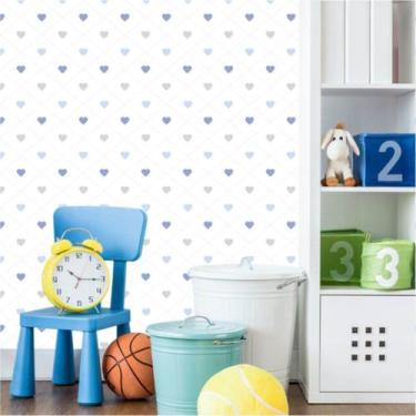 Imagem de Papel de Parede Infantil Corações em tons de Azul 270 - Inove Papéis d