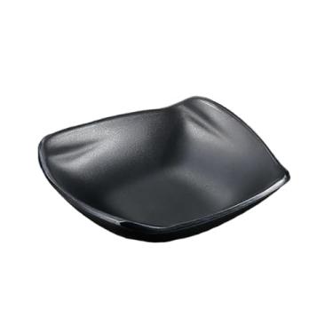 Imagem de Prato de molho preto simples e delicado de cor esmaltada retrô - prato quadrado de 14 cm