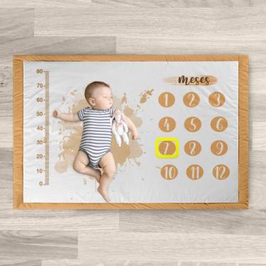 Imagem de Tapete Mesversario Cenário Para Foto Bebê Chocolate 100% Algodão - Meg