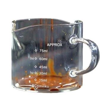 Imagem de Copo De Medição De Café Expresso De Vidro 75ml Com Alça Dupla Boca Úni
