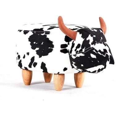 Imagem de Puff De Pelúcia Macia Ride-o/otomano Preto E Branco Vaca