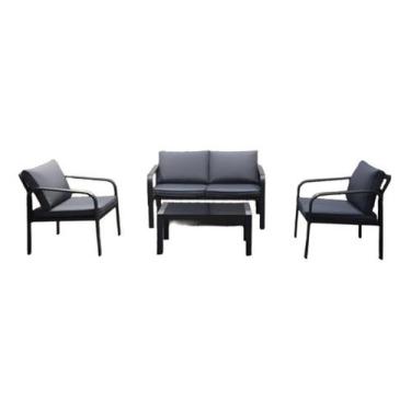 Imagem de Conjunto Jardim Preto 4 Pecas Poltrona Dupla, Poltrona, Mesa - Jhc Hom