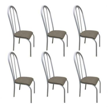 Imagem de Kit 6 Cadeira Sala Jantar Aço Tubolar Cozinha material sintético Junco