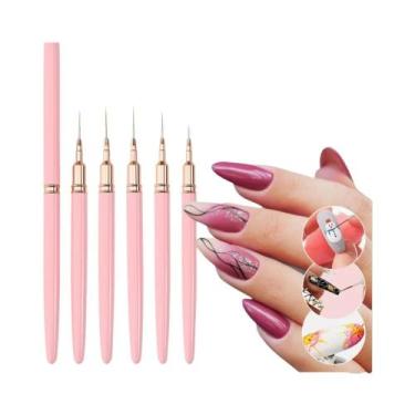 Imagem de Conjunto De Pincéis Ultrafinos Rosa Para Arte Em Unhas Francesas, 5 Pe
