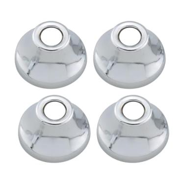 Imagem de WELWIK 4 peças tampas de flange afuniladas de aço inoxidável cromadas tampas de mamilo de tubo de banheiro protetores de flange de liberação rápida 3,2 cm prata para pias tubos de banheiro anéis
