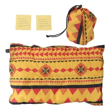 Imagem de Travesseiro de acampamento inflável em PVC compressível travesseiro de viagem inflável automático para caminhadas de mochila atividades ao ar livre, design colorido 245g 45x30cm (Amarelo)