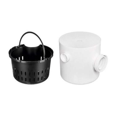 Imagem de Caixa de Gordura Redonda 250x250x75mm com Cesto e Tampa - PVC - Herc