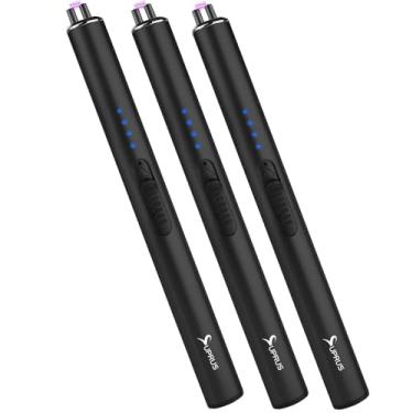 Imagem de SUPRUS Isqueiro elétrico recarregável à prova de vento USB sem chama com trava de segurança para vela