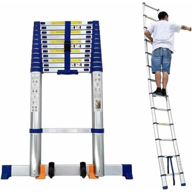 Imagem de Escada Telescópica 5 6 7 8 M Para Trabalho Ao Ar Livre Em Loft Doméstico, Escadas De Extensão Telescópica Para Serviço Pesado, Escada Retrátil Dobrável De Alumínio, Carg, Blue, 7m/23 ft