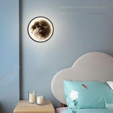Imagem de Luz de parede LED lua astronauta lâmpada de parede regulável com controle remoto arandela de parede acrílico alumínio sala de estar quarto casa bar sala de jogos dormitório restaurante 3000K-6500K (C)