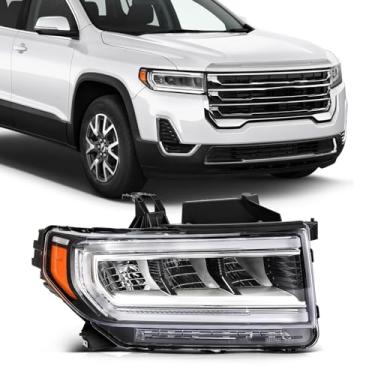 Imagem de SCITOO Conjunto de farol direito adequado para 2020-2023 para GMC Acadia Faróis Lente transparente cromada refletor âmbar, 84835432 GM2503506 (lâmpadas não incluídas)