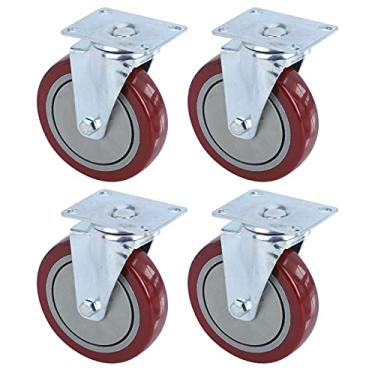 Imagem de Rodízio Pesado, Rodízio Pesado 4PCS, Placa de Rotação de 360 ​​° Roda Universal PU Sem Ruído Roda de Borracha Substituição de Rodízio Industrial para Móveis, Carrinhos (5