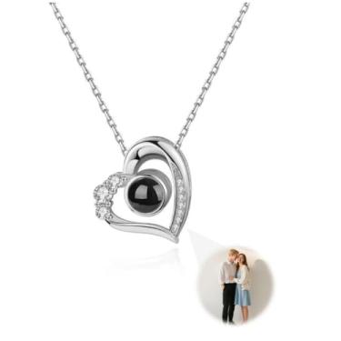 Imagem de Toodoumama Colar de projeção de imagem personalizada com foto interna - Colar com pingente de foto personalizada - presentes para mãe, esposa, casais, namorados, animais de estimação, presentes em