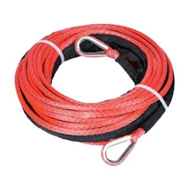 Imagem de FJMQHU Extensão de Cabo de Guincho de 50 Pés X 1/4 de Polegada com Capa Protetora. Acessório Multifuncional E Robusto para SUV/caminhão. Cabo de Reboque de S, Vermelho, Tamanho real