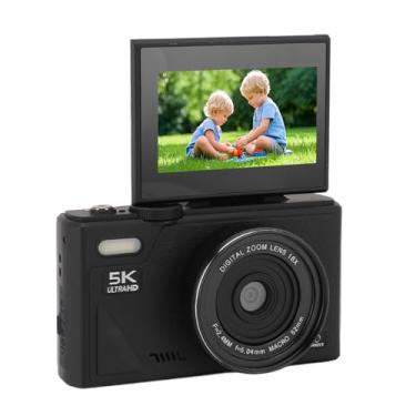 Imagem de Heayzoki Câmera Digital de 75mp 5k Com Zoom de 18x, Câmera Retro Sem Espelho, Estabilização de Imagem de Foco Automático de 3 Polegadas de Detecção de Sorriso LCD, para Reuniões de (Preto)