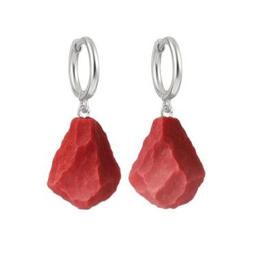 Imagem de Brinco de Argola Mocaíta - Cristal Natural, Prata 925