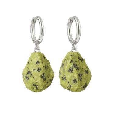 Imagem de Brinco de Argola Serpentinita - Cristal Natural, Prata 925