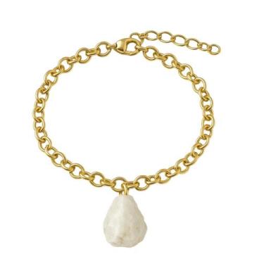 Imagem de Pulseira de Opala Branca - Cristal Natural, Banho Ouro 18k