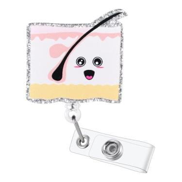 Imagem de Carretel de crachá de dermatologista engraçado, bonito suporte de crachá retrátil de dermatologia cosmética, clipe de crachá de trabalho para laboratório de dermatopatologia plástica e cirurgia