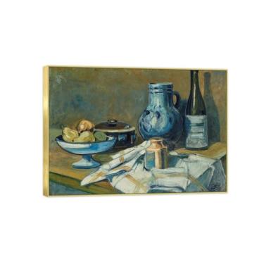 Imagem de Quadro dourado - arte de parede em tela natureza morta - pinturas famosas de frutas e garrafas para sala de estar quarto - decoração de cozinha vintage 40 x 55 cm 16 x 22 pol