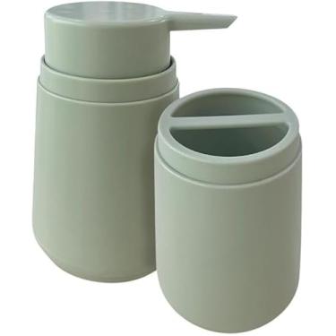 Imagem de Conjunto Organizador para Banheiro Acqua Mood - Kit 2 Peças (Porta Sabonete Líquido e Creme Dental) - Design Moderno em Polipropileno - Verde Mint, Branco ou Preto (Verde Mint)