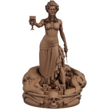 Imagem de Estátua Pombagira Rosa Caveira do Cemitério - Imagem Umbanda Candomblé (Cor Madeira)