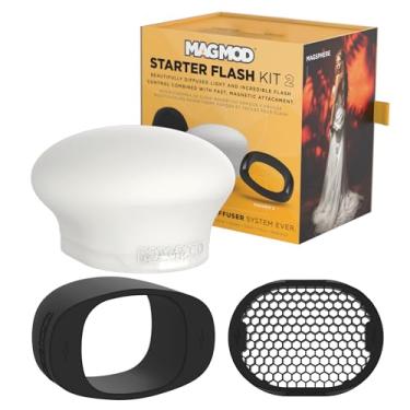 Imagem de MagMod Kit de flash inicial 2, conjunto de modificadores de flash magnético para fotografia dentro e fora da câmera, inclui MagGrip 2, MagGrid 2 e MagSphere 2, compatível com 99% de todos os