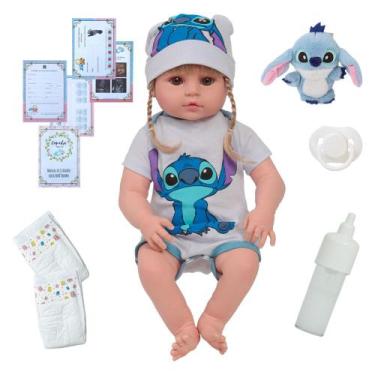 Imagem de Boneca Bebê Reborn Silicone Princesa Valentina Stitch Itens - Cegonha 