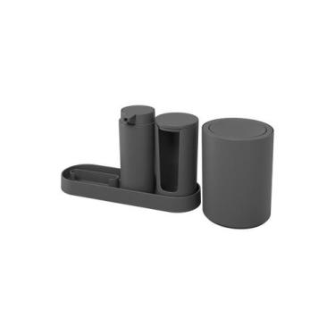 Imagem de Kit banho serene 4pcs-coza preto (ganhe gratis porta escova de dente c