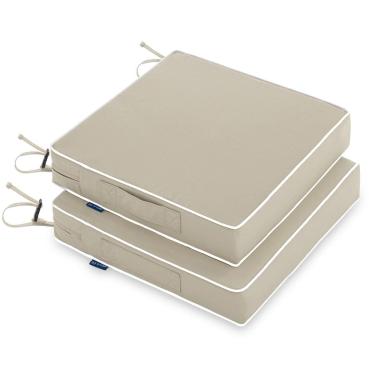 Imagem de Almofadas para cadeiras ao ar livre MIULEE Waterproof 22x22x3cm Bege Set 2