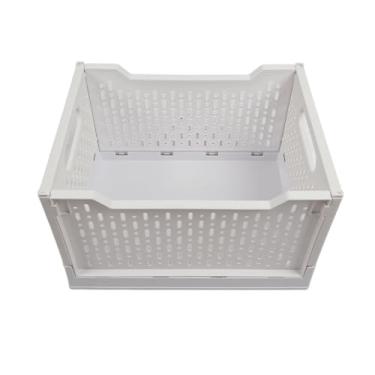 Imagem de Cestas plásticas dobráveis empilháveis multifuncionais portátil Crates de armazenamento de plástico portátil Bin com alças e rodas para o escritório da cozinha da cozinha sala de