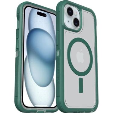 Imagem de OtterBox Capa transparente para iPhone 15, iPhone 14 e iPhone 13 (apenas) - Defender Series XT - Velvet Evergreen (transparente) - Encaixa-se ao MagSafe - Sem tela - Robusto - Acessório de cordão