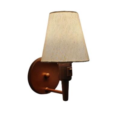 Imagem de Arandela de Parede Vivare Md-2013 Cobre Com Interruptor Liga e Desliga Cúpula em Tecido - Bivolt