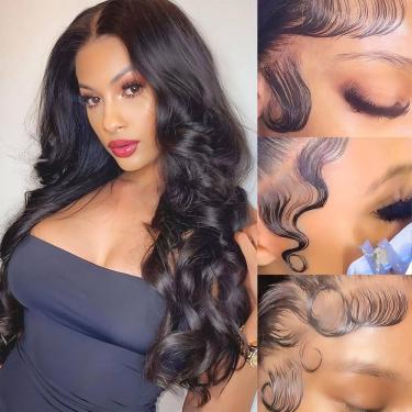 Imagem de Perucas frontais de renda WIGOPARTY Human Hair Body Wave 70 cm 180% de densidade
