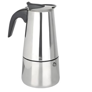 Imagem de Cafeteira Italiana de Inox 200ml – Para 4 Xícaras, Café Forte e Aromático, Alça Antitérmica, Design Compacto e Elegante