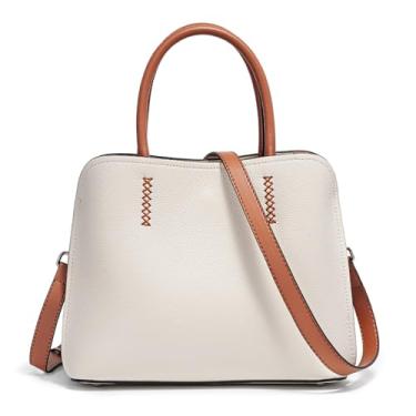 Imagem de Bolsa feminina de couro legítimo, bolsa de mão de designer, Branco