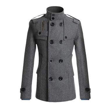 Imagem de Jaqueta De Inverno Retro Misturada Masculina Longa Corta-vento Casual Marrom Casaco De Lã Quente Estilo De Rua, grey 2, 3XL