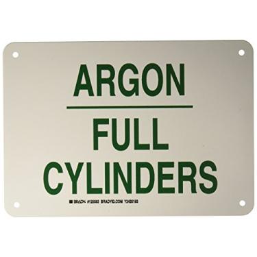 Imagem de Brady 125583 Placa química e de perigo, legenda "cilindros completos de argônio", 17,8 cm de altura, 25,4 cm de largura, verde sobre branco