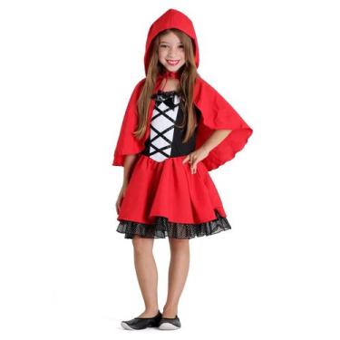 Imagem de Fantasia da Chapeuzinho Vermelho Infantil Luxo Vestido Chapeuzinho Ver