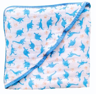 Imagem de Toalha de Banho Bebe Fralda Soft com Capuz 100% Algodão Enxoval Menino Grossa 3 camadas Enxoval